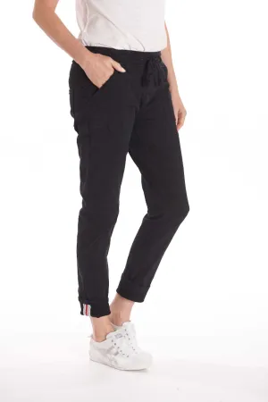 ITALIAN STAR  Drill Jogger with Lurex Trim - Black