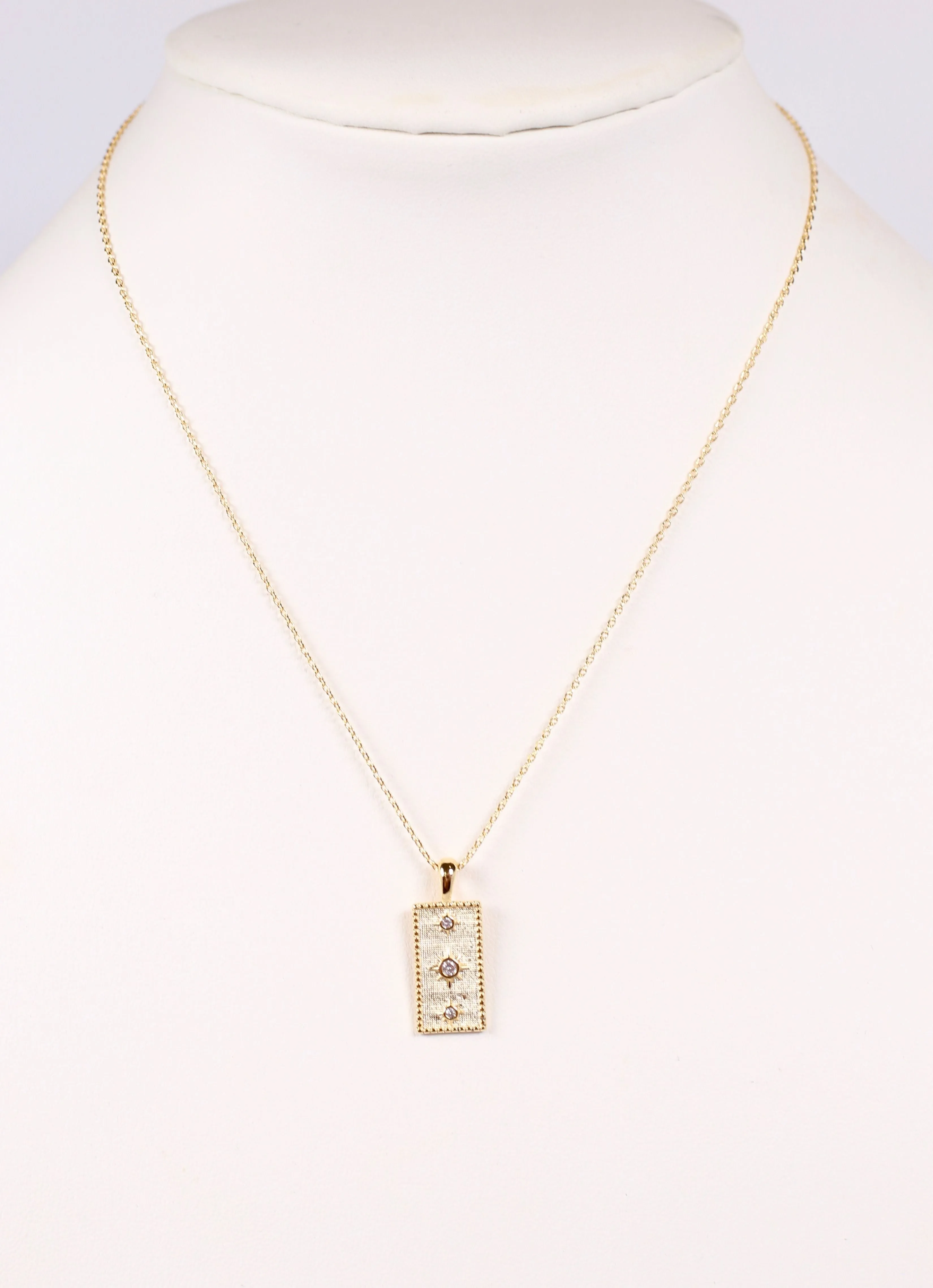 Keegan CZ Rectangle Necklace Gold