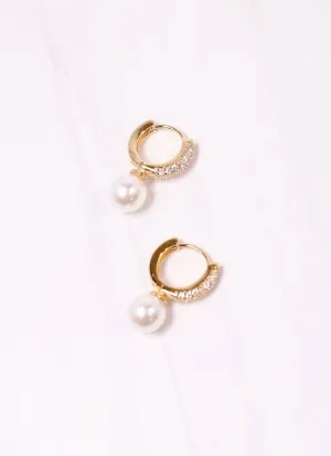 Kento CZ Hoop Earring with Pearl GOLD