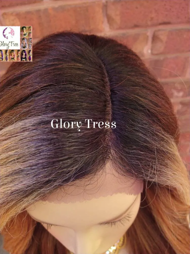 Kinky Loose Wave Wig - Lace Front Wig - Natural Yaki Straight Wig - Glory Tress - Ombre Blonde Wig - African American Wig -