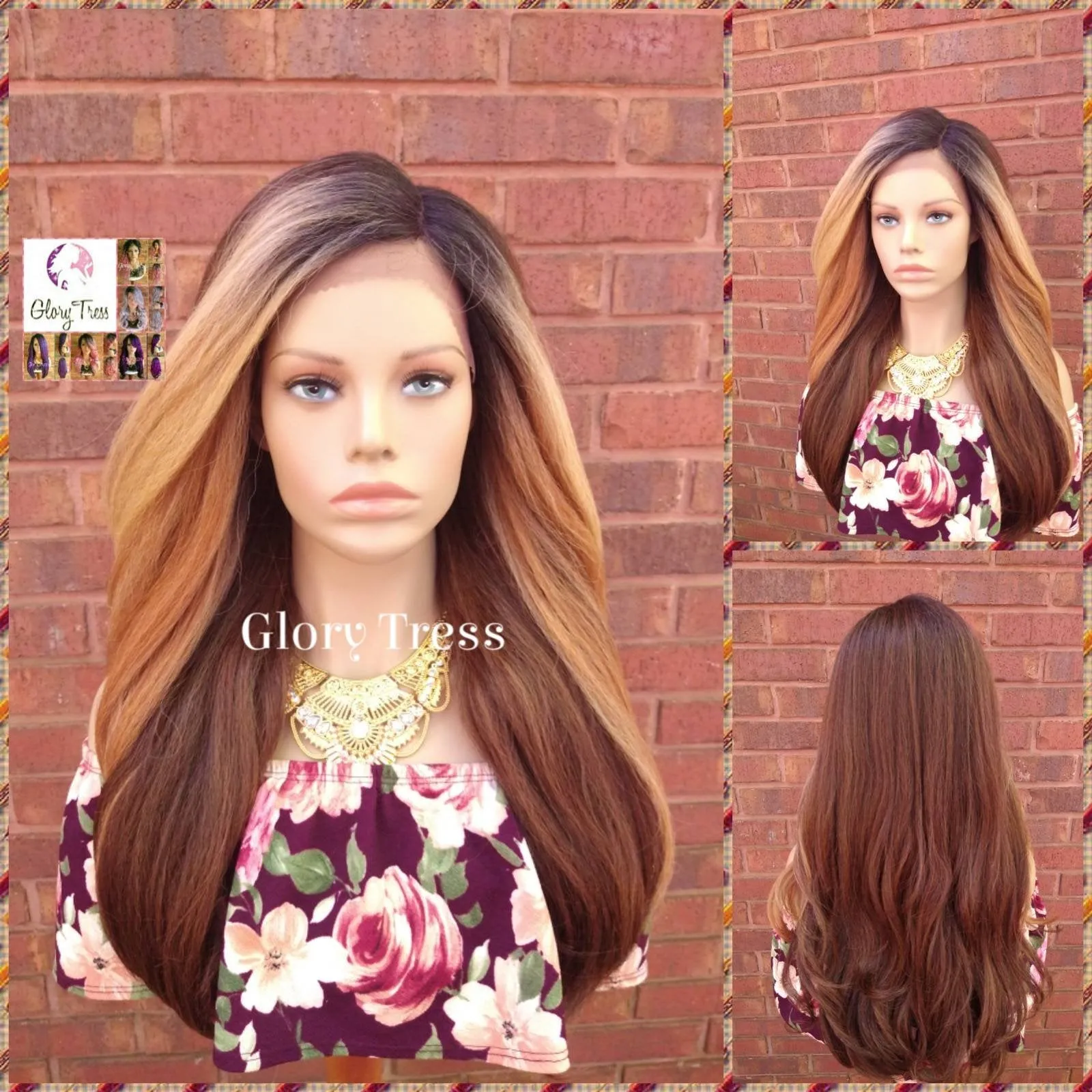 Kinky Loose Wave Wig - Lace Front Wig - Natural Yaki Straight Wig - Glory Tress - Ombre Blonde Wig - African American Wig -
