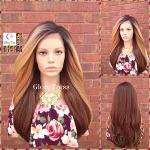 Kinky Loose Wave Wig - Lace Front Wig - Natural Yaki Straight Wig - Glory Tress - Ombre Blonde Wig - African American Wig -