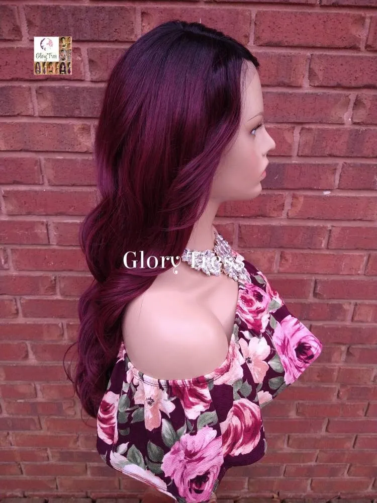 Lace Front Wig, Curly Wig, Glory Tress, Wavy Wig, Burgundy Wig, Dark Cherry Wig, Glory Tress, NEW ARRIVAL // ROSE