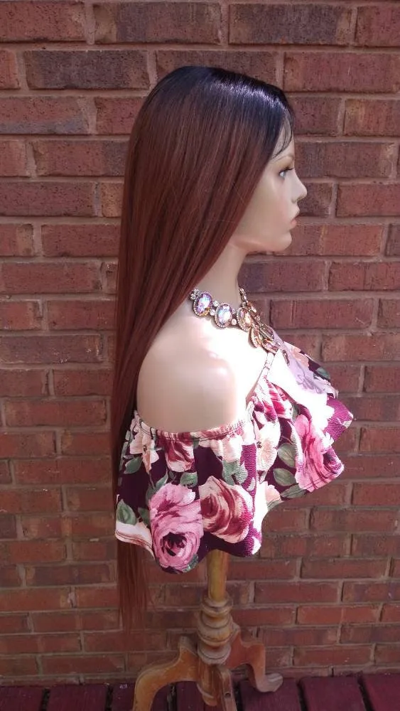Lace Front Wig -  Ombre Dark Auburn Wig - Wigs For Women - Glory Tress - African American Wig - Ombre Wig // POWERFUL