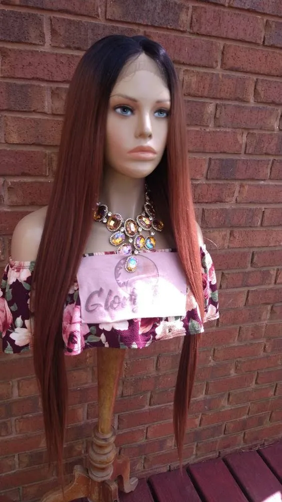 Lace Front Wig -  Ombre Dark Auburn Wig - Wigs For Women - Glory Tress - African American Wig - Ombre Wig // POWERFUL
