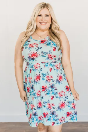 Live Loudly Criss-Cross Floral Dress- Sky Blue
