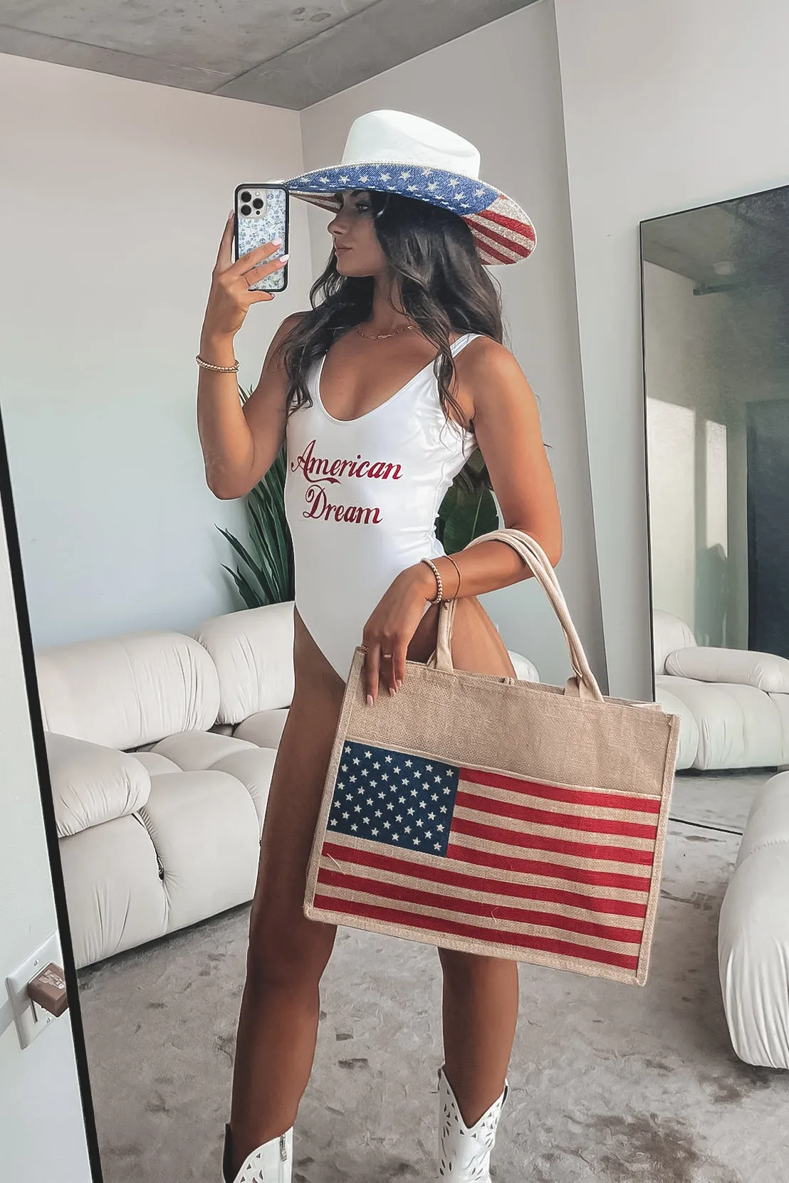 Living The American Dream Open Back One Piece