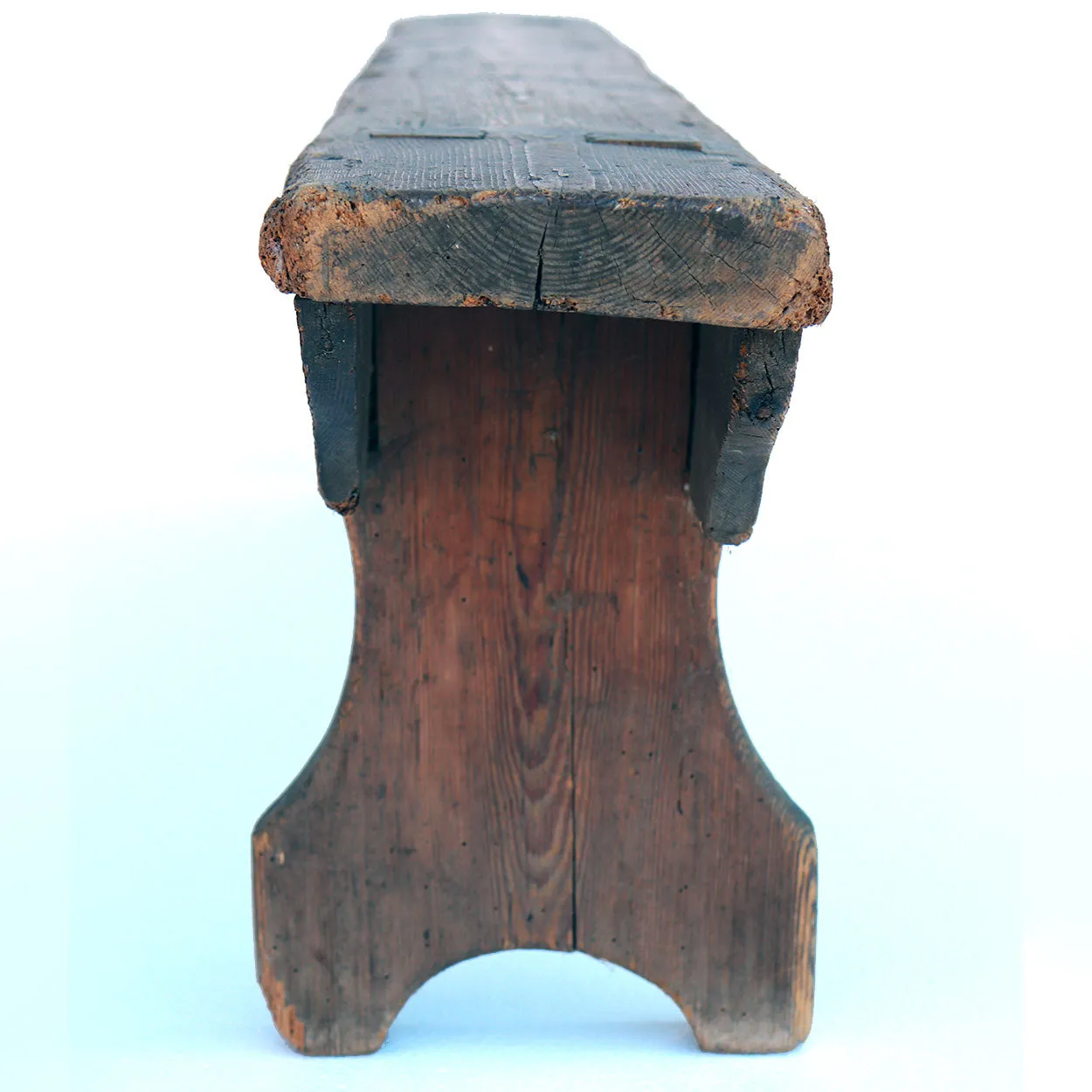 Low Swedish Rustic Pine Boot Bench