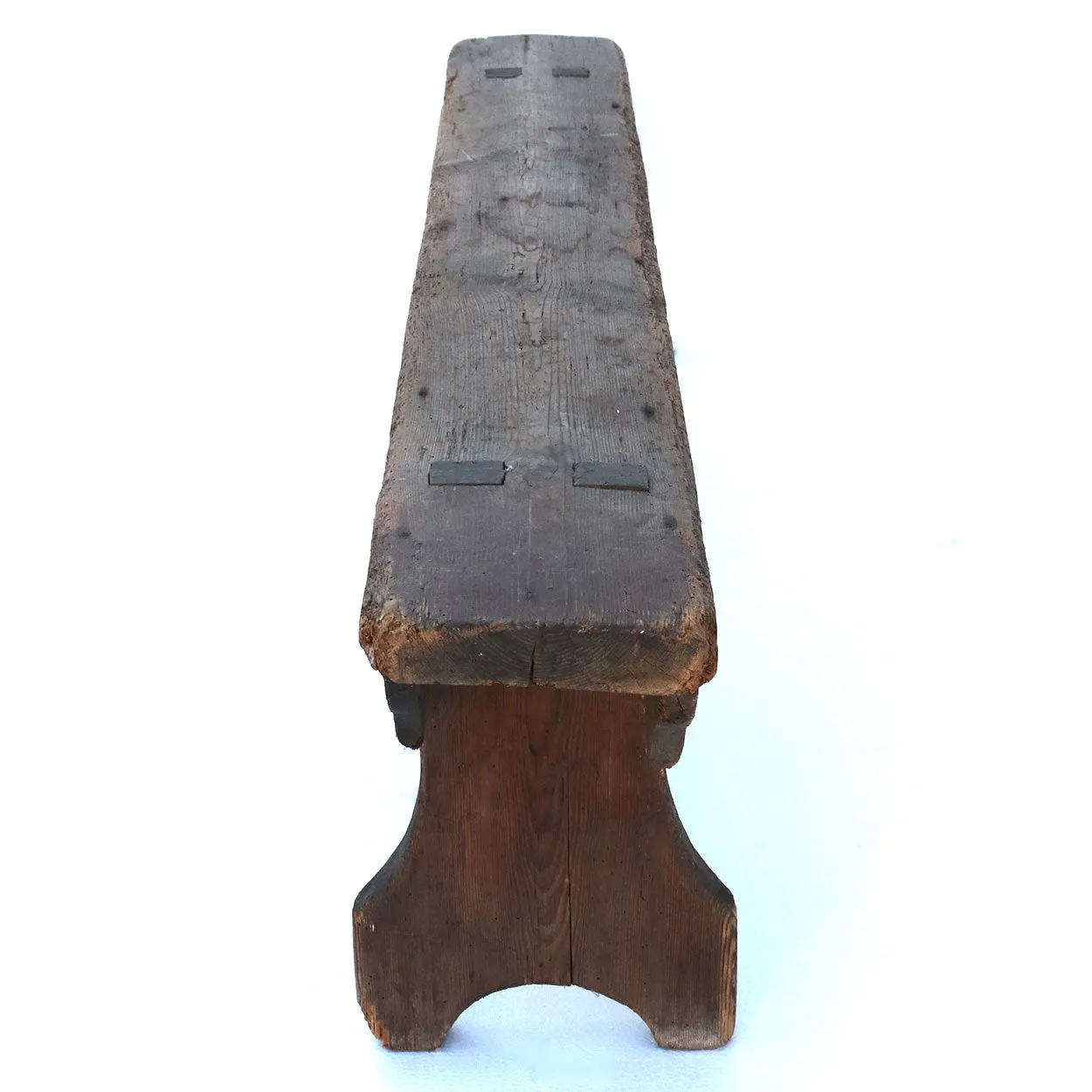 Low Swedish Rustic Pine Boot Bench
