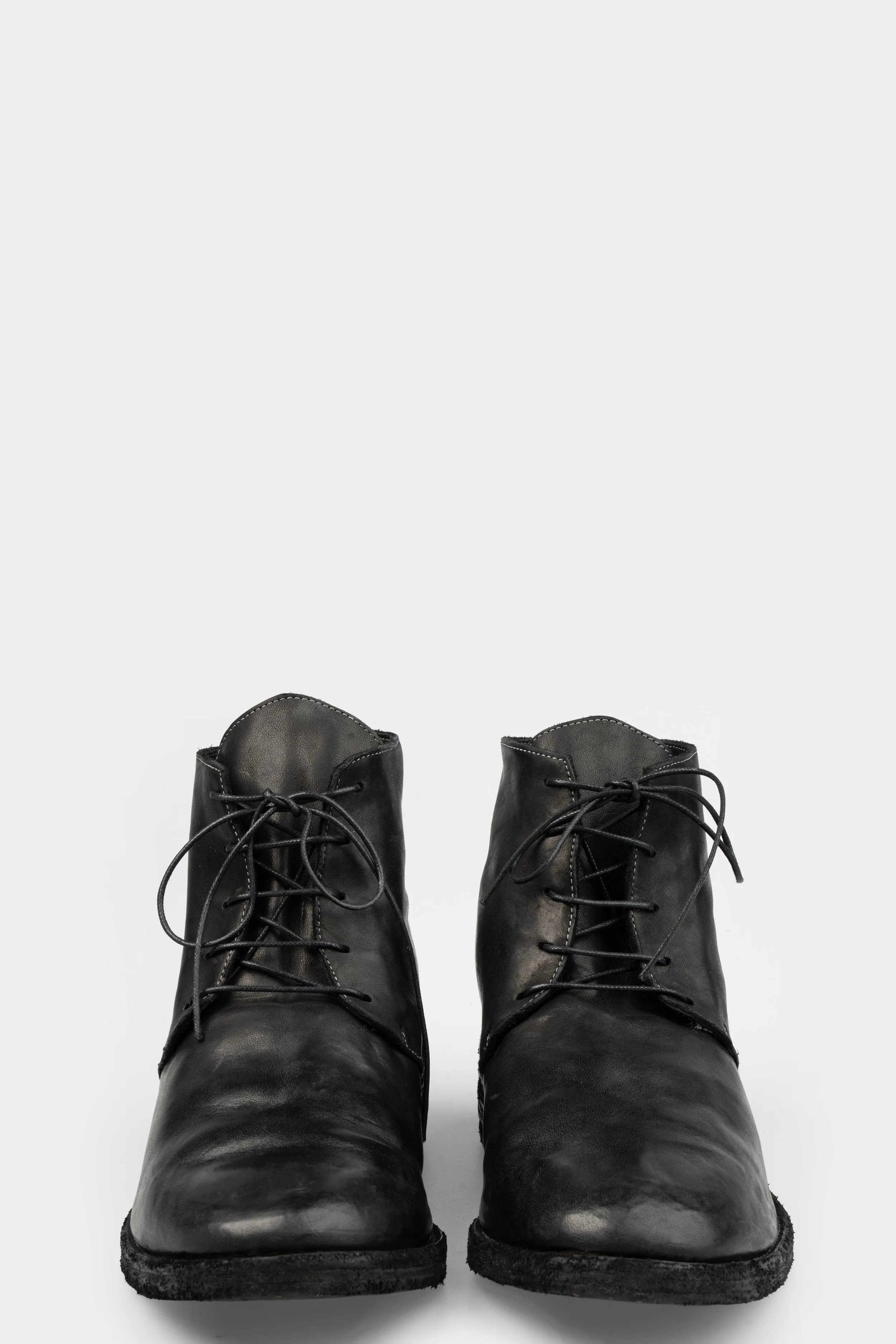 Low top laced leather boots w back zip
