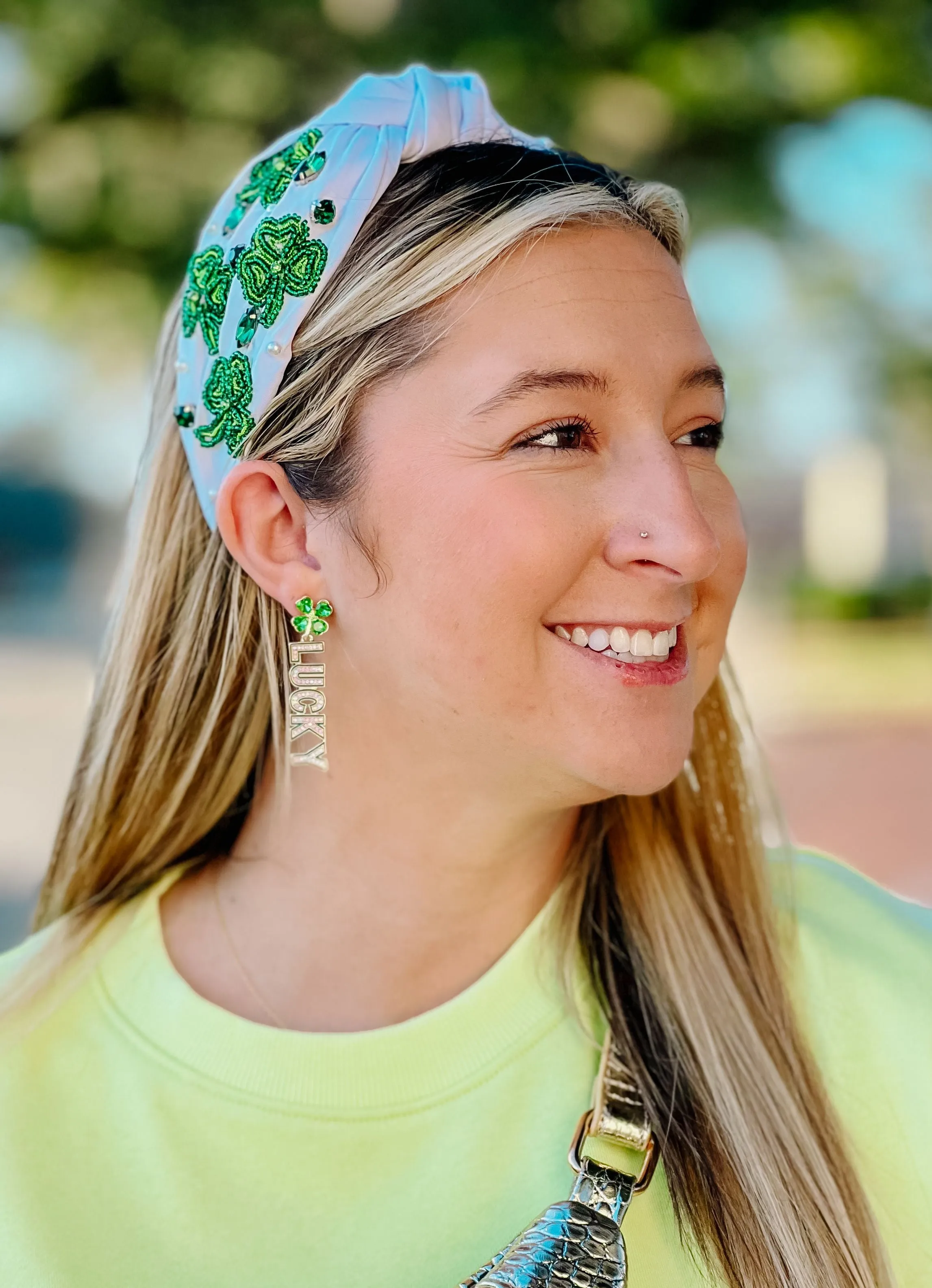 Lucky CZ Drop Earring GREEN