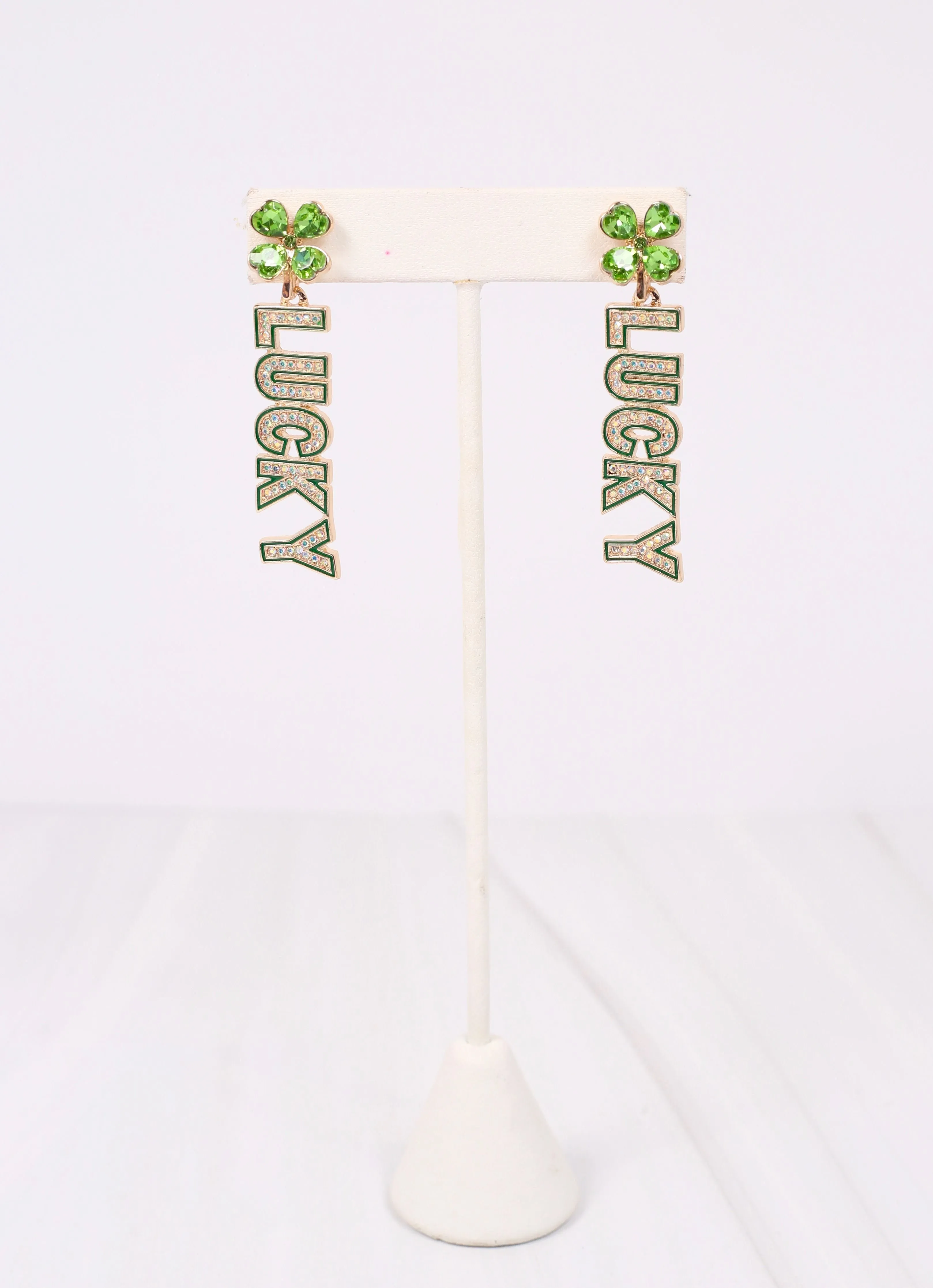 Lucky CZ Drop Earring GREEN