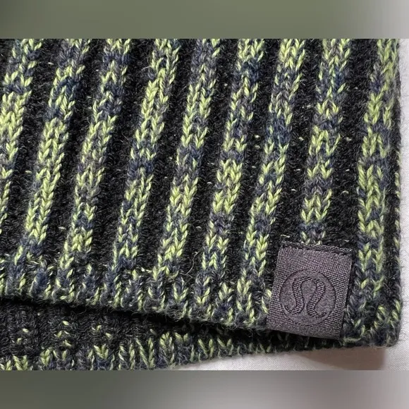 Lululemon Cotton-Cashmere Blend Sweater Wrap - Green Foliage/True Navy/Black - 2