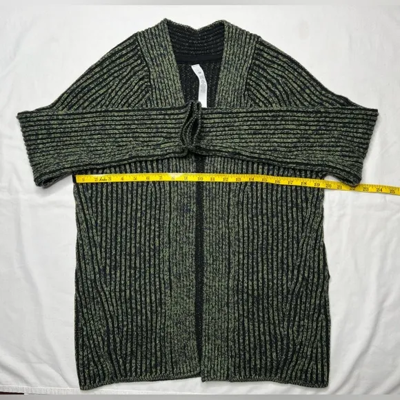 Lululemon Cotton-Cashmere Blend Sweater Wrap - Green Foliage/True Navy/Black - 2