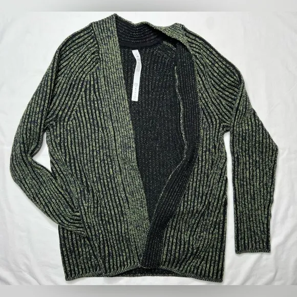 Lululemon Cotton-Cashmere Blend Sweater Wrap - Green Foliage/True Navy/Black - 2