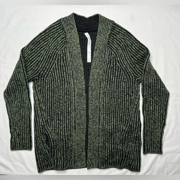 Lululemon Cotton-Cashmere Blend Sweater Wrap - Green Foliage/True Navy/Black - 2