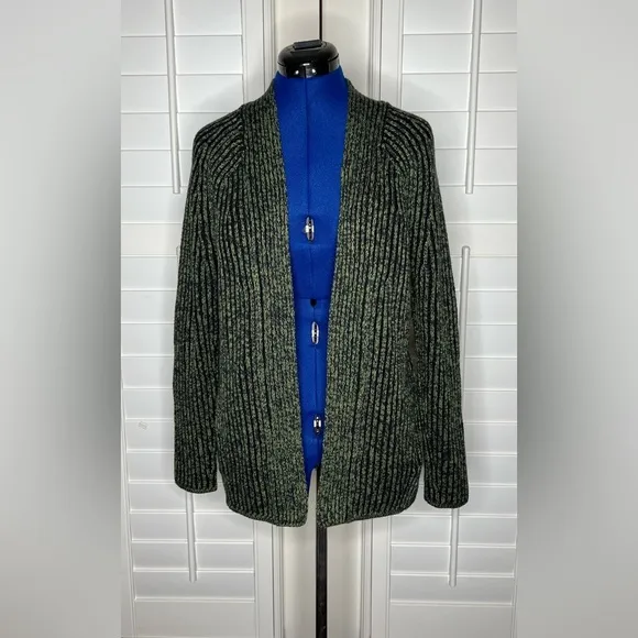 Lululemon Cotton-Cashmere Blend Sweater Wrap - Green Foliage/True Navy/Black - 2