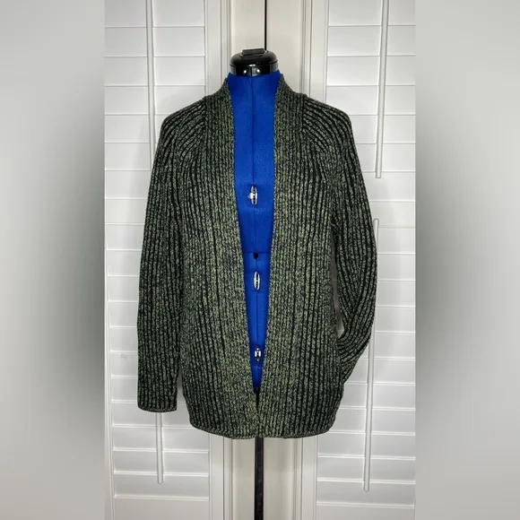 Lululemon Cotton-Cashmere Blend Sweater Wrap - Green Foliage/True Navy/Black - 2