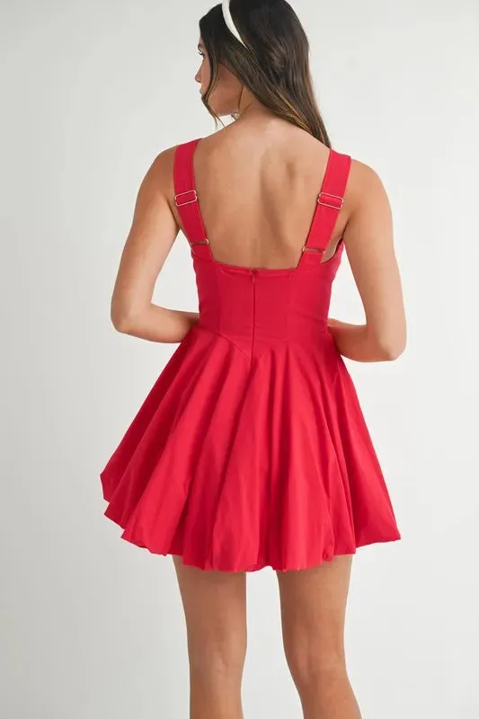 MABLE Poplin Square Neckline Bubble Mini Dress