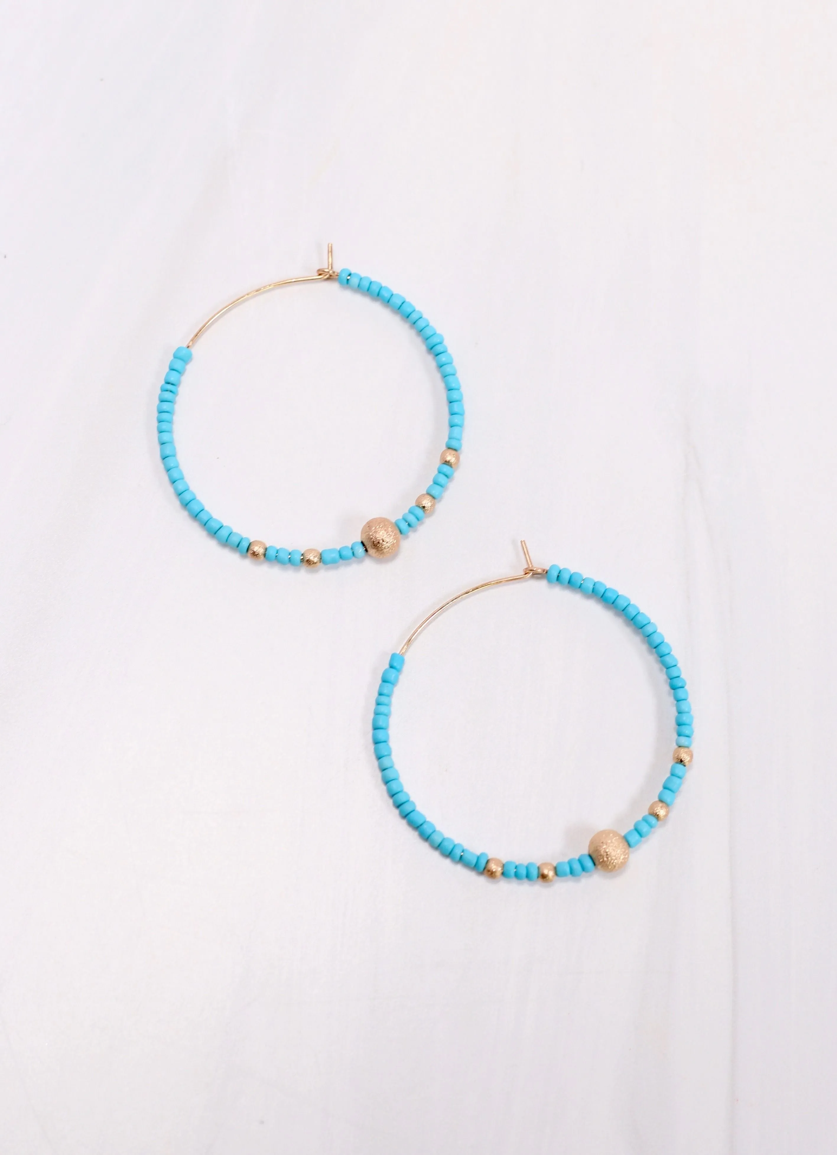 Maranda Beaded Hoop Earring TURQUOISE