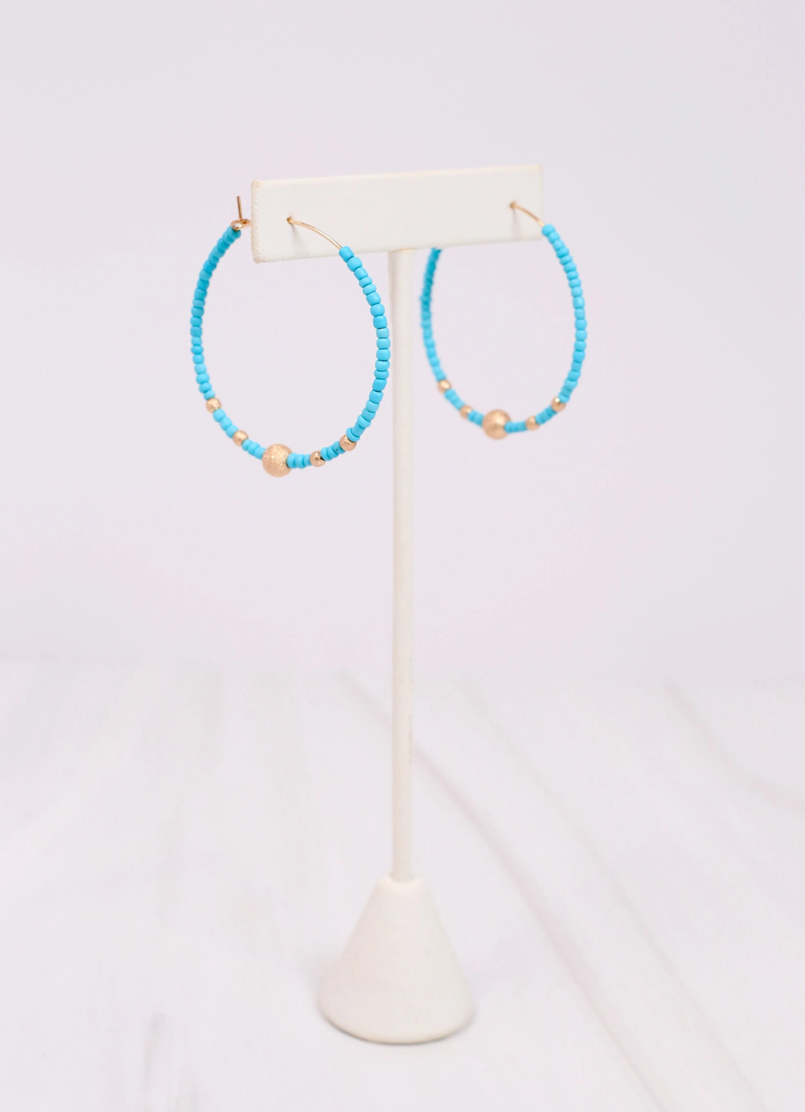 Maranda Beaded Hoop Earring TURQUOISE