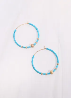 Maranda Beaded Hoop Earring TURQUOISE