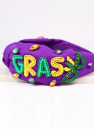 Mardi Gras Beaded Headband PURPLE