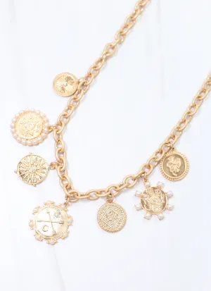 McWilliams Charm Necklace Worn Gold
