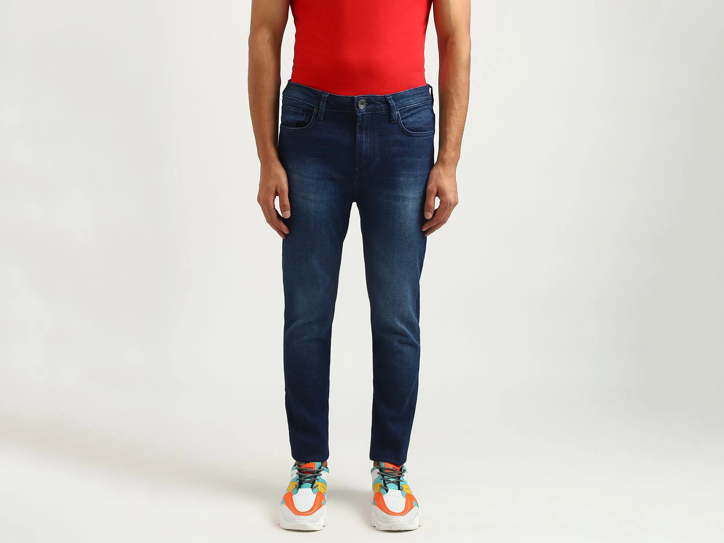 Men Solid Low Crotch Jeans