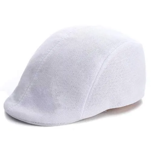Mens Herringbone Flat Hat Peaked Racing Country Golf Newsboy Beret Cap
