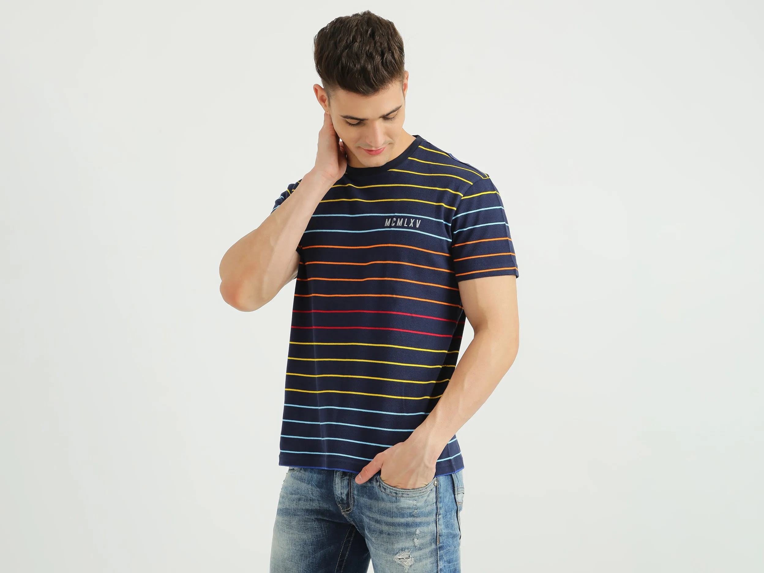 Mens Short Sleeve Stripe T-Shirt