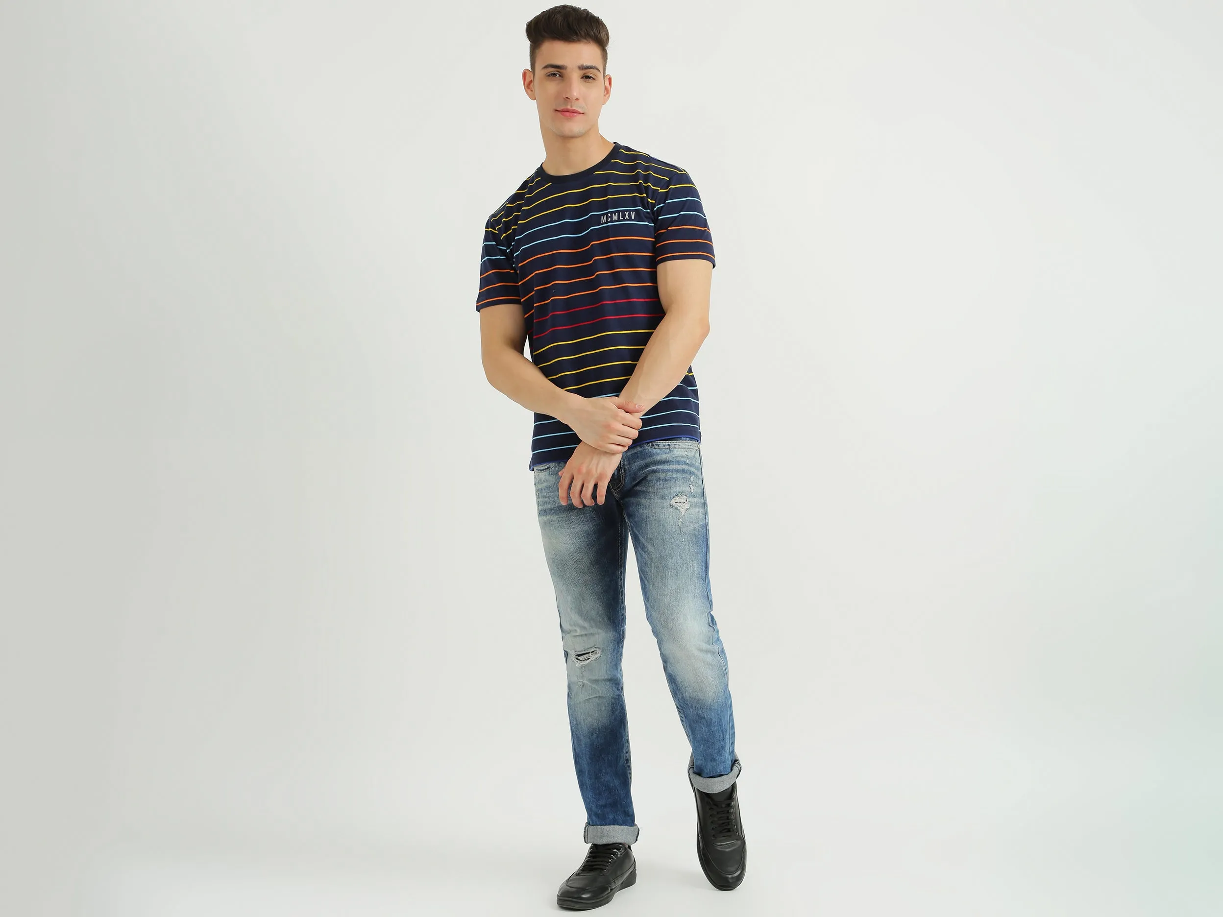 Mens Short Sleeve Stripe T-Shirt