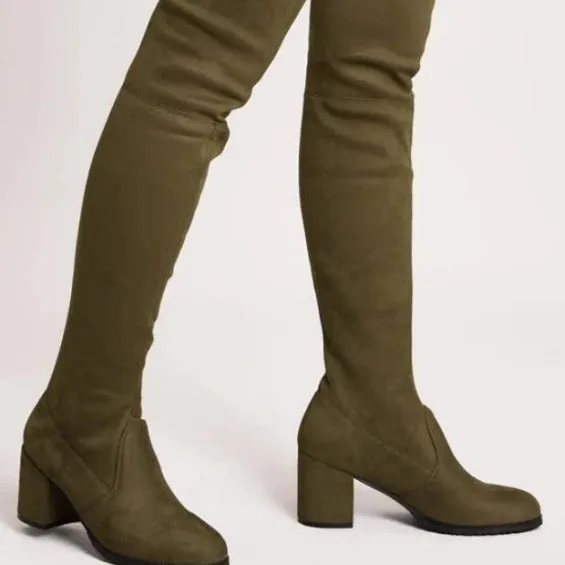 Mid-High Tube Chunky British Style High Heel Stretch Boots