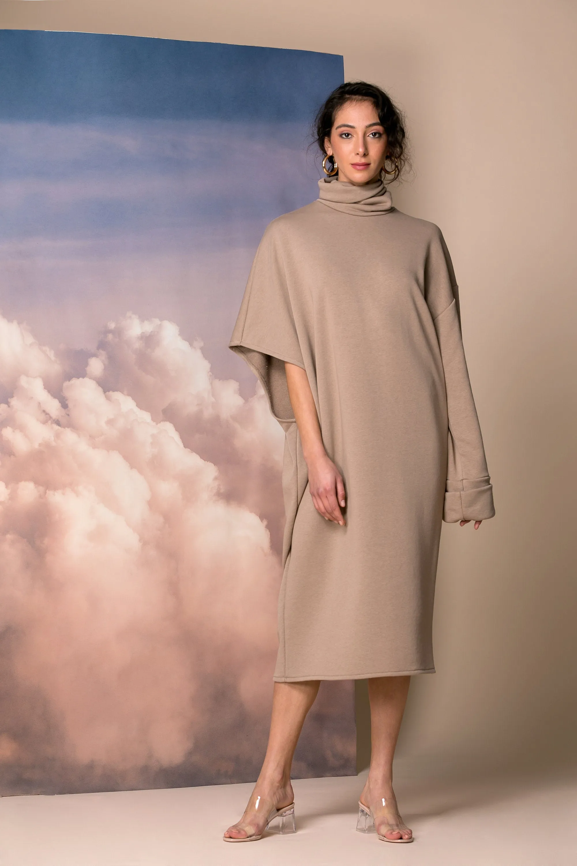 Mint Oversized Sweater Dress, Extravagant Dress, Oversized Dress, Spring Dress, Plus Size Clothing, Turtleneck Dress, Avant Garde Dress