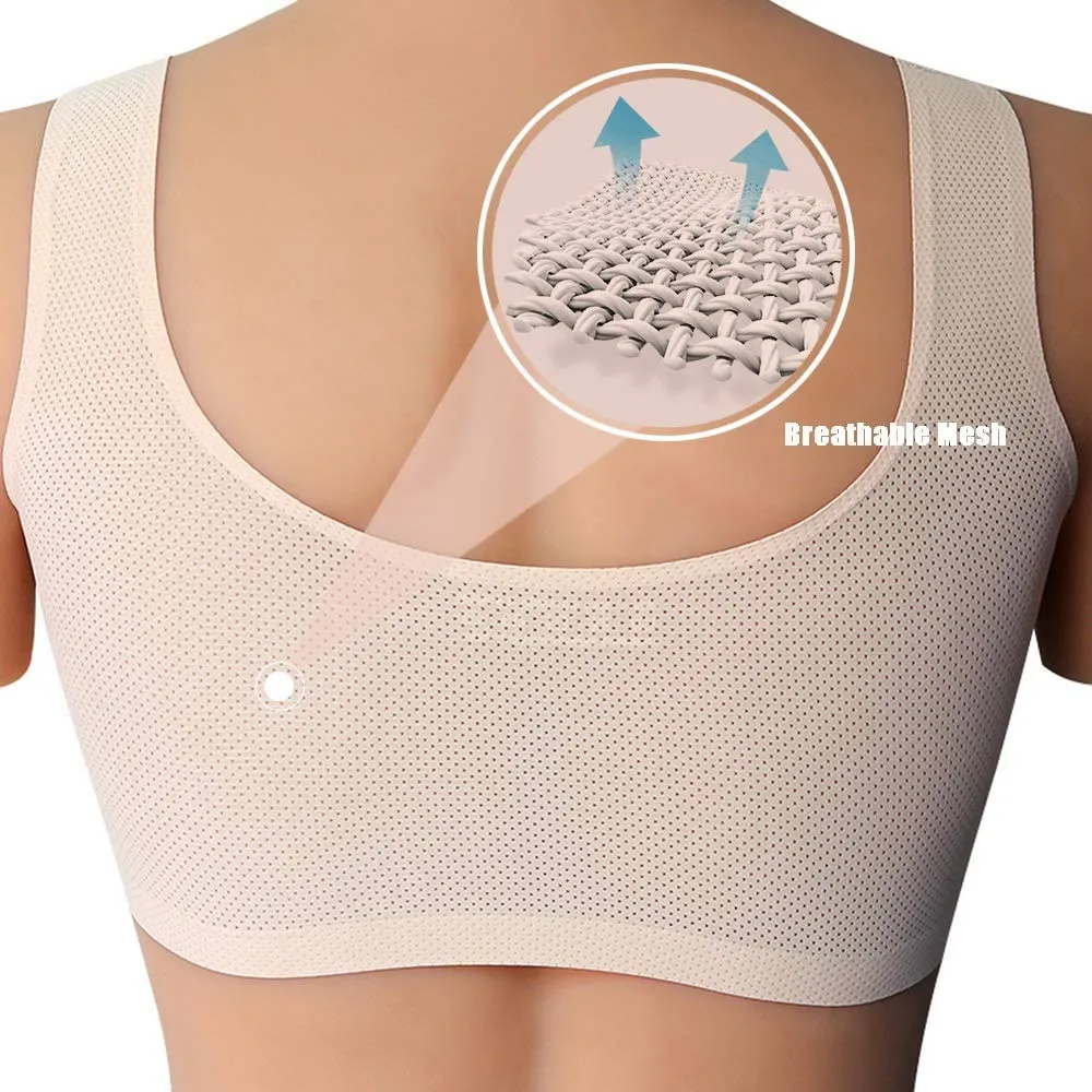 MRIMIN MTF Silicone Breast Forms with Mesh Pocket Bra Set for Mastectomy Cross Dresser