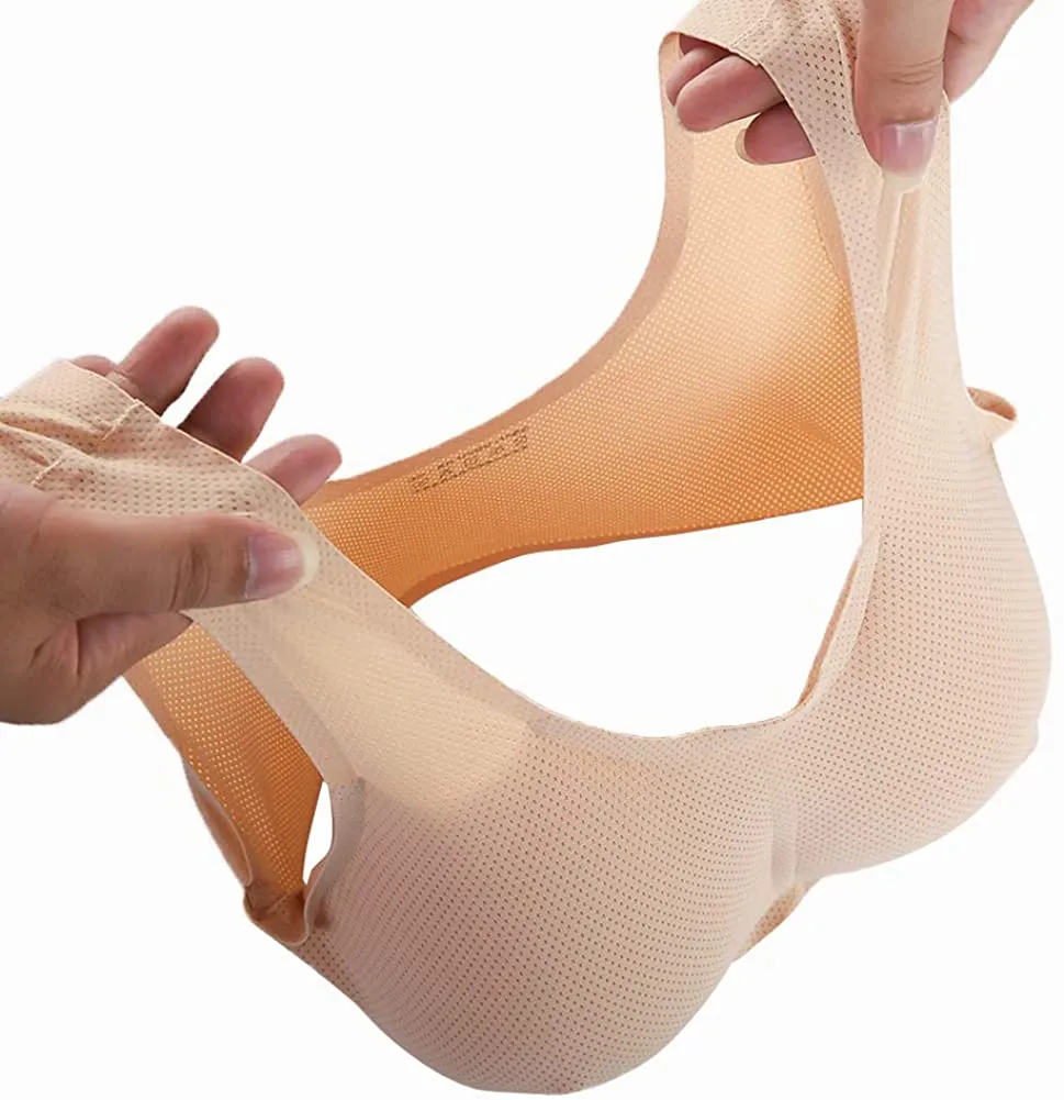 MRIMIN MTF Silicone Breast Forms with Mesh Pocket Bra Set for Mastectomy Cross Dresser
