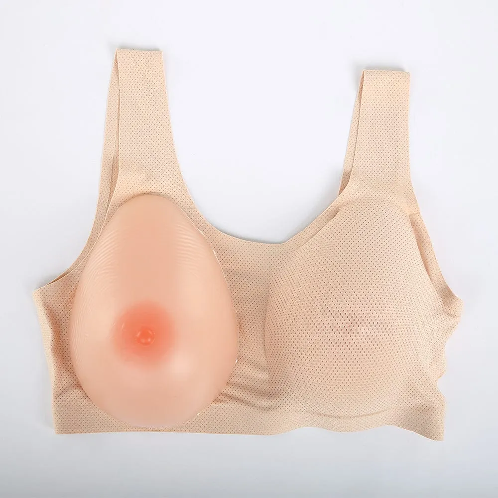 MRIMIN MTF Silicone Breast Forms with Mesh Pocket Bra Set for Mastectomy Cross Dresser