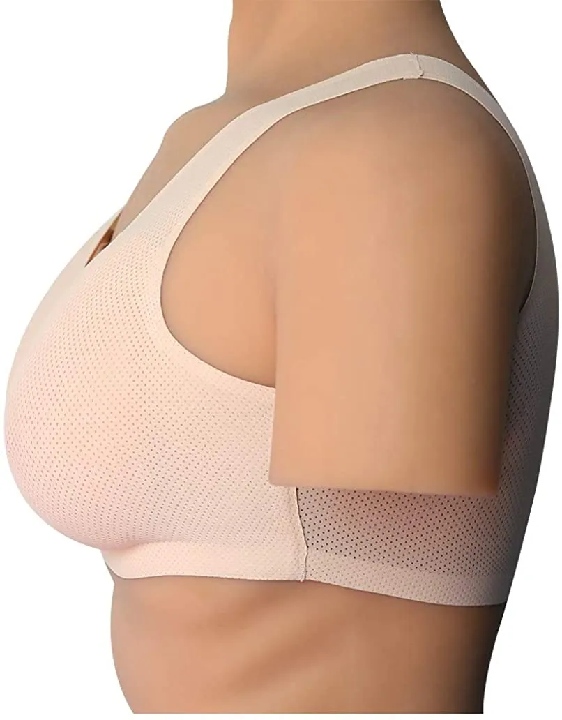 MRIMIN MTF Silicone Breast Forms with Mesh Pocket Bra Set for Mastectomy Cross Dresser