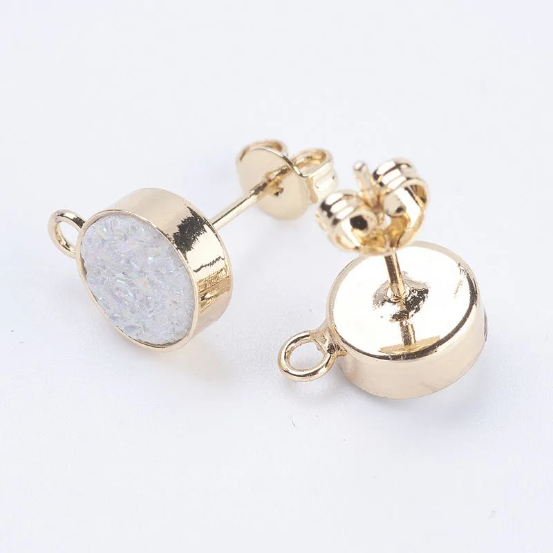 Natural Druzy stud tops x 1 pair