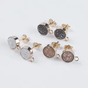 Natural Druzy stud tops x 1 pair