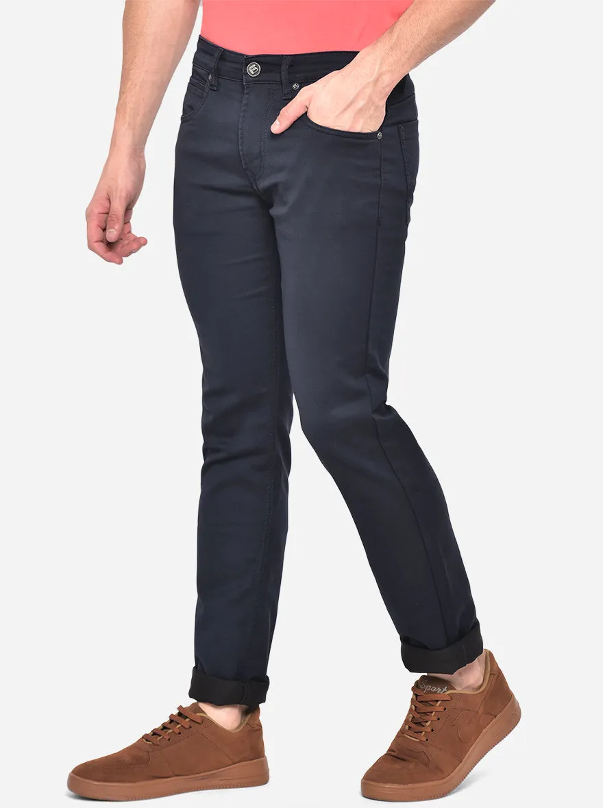Navy Blue Washed Narrow Fit Jeans | Greenfibre