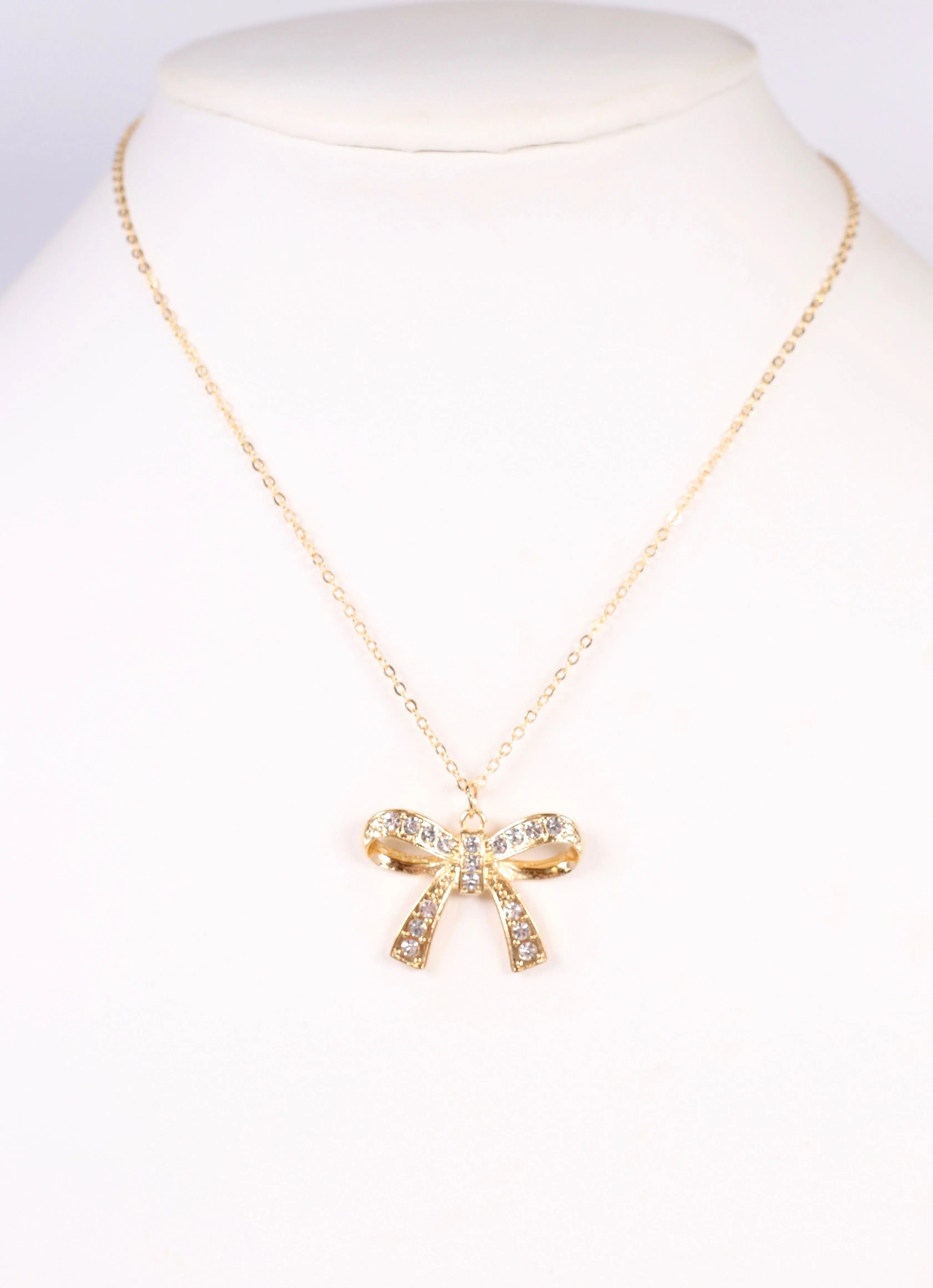 Norbury CZ Bow Necklace Gold
