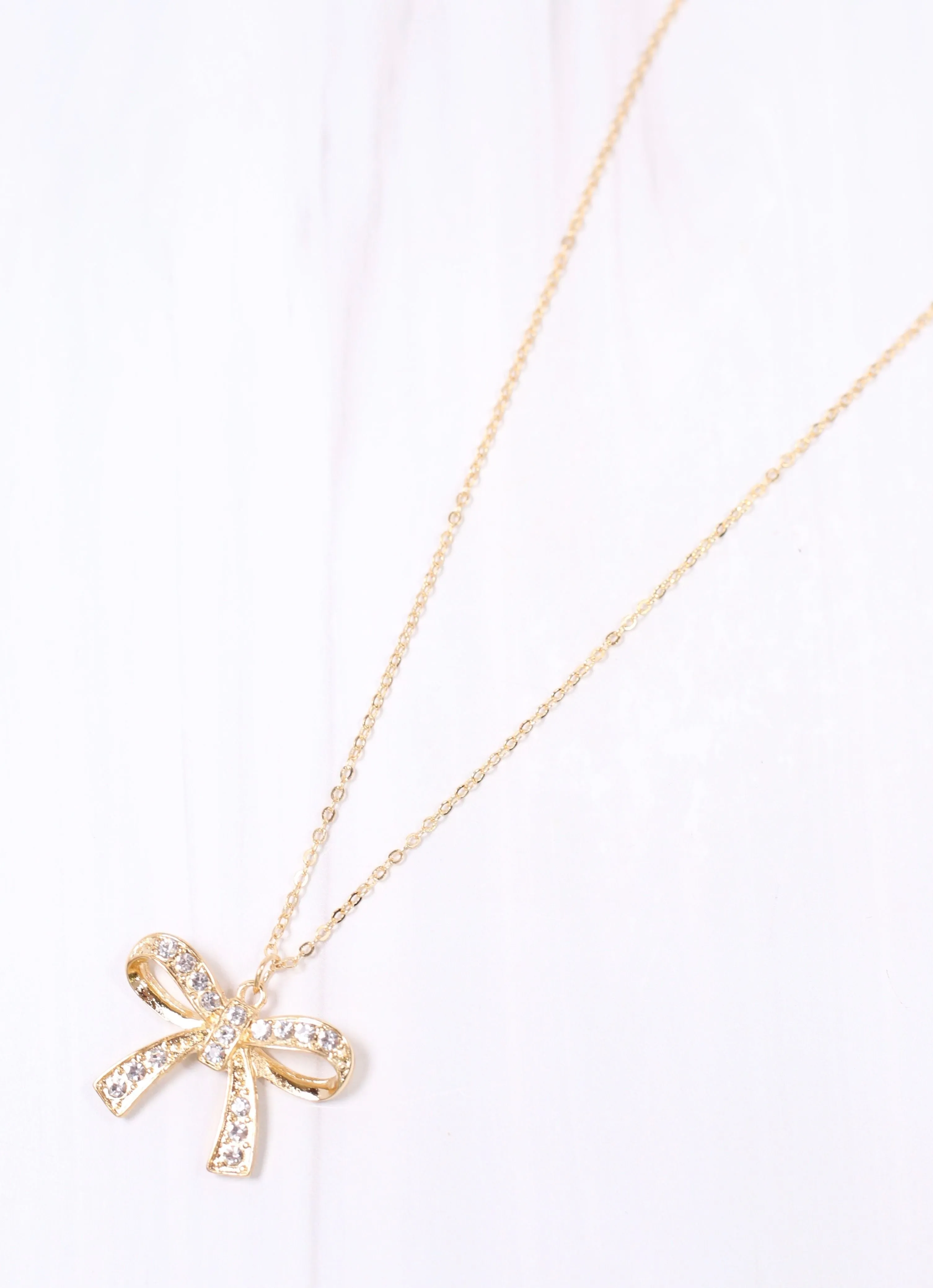 Norbury CZ Bow Necklace Gold