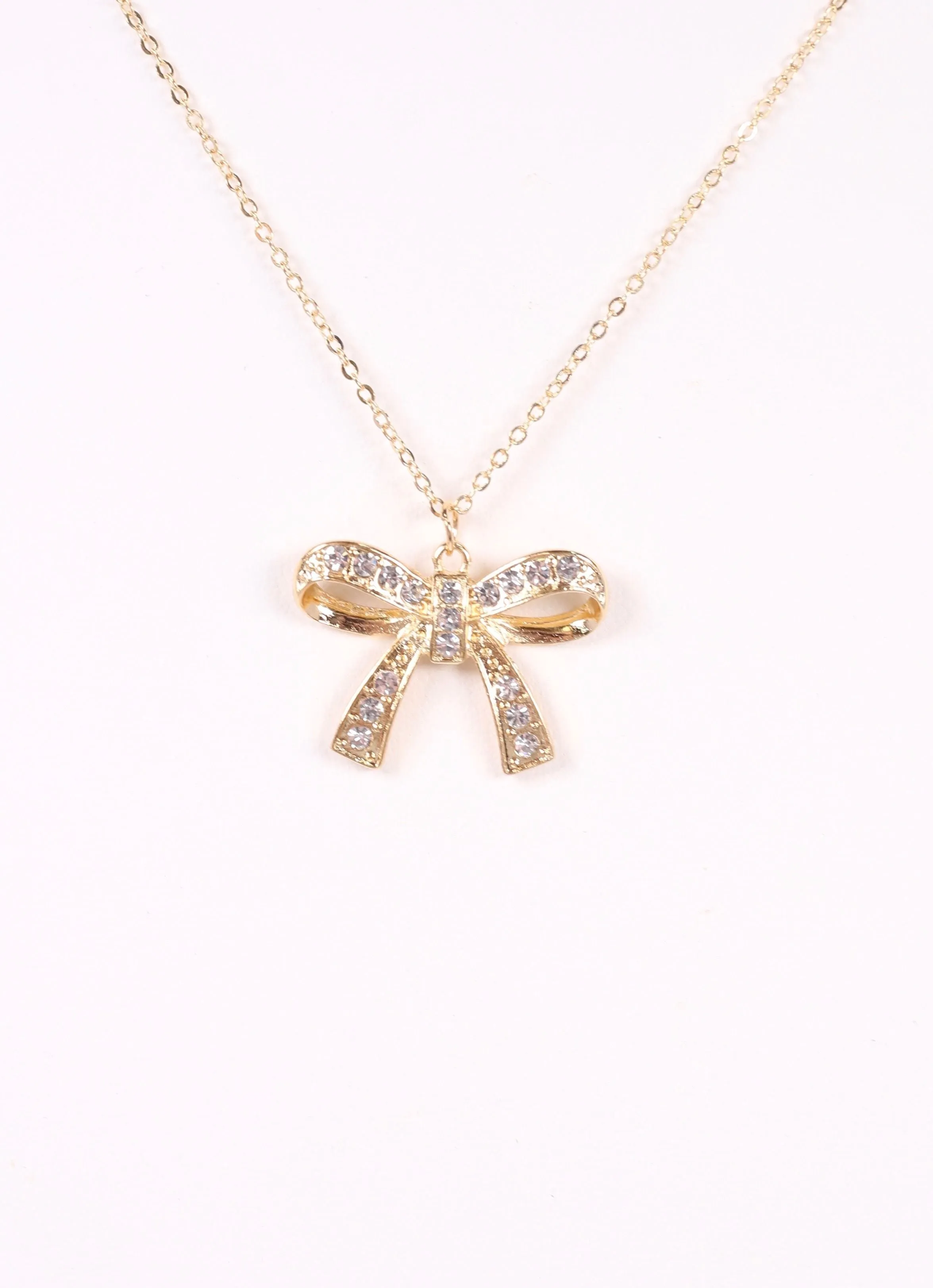 Norbury CZ Bow Necklace Gold