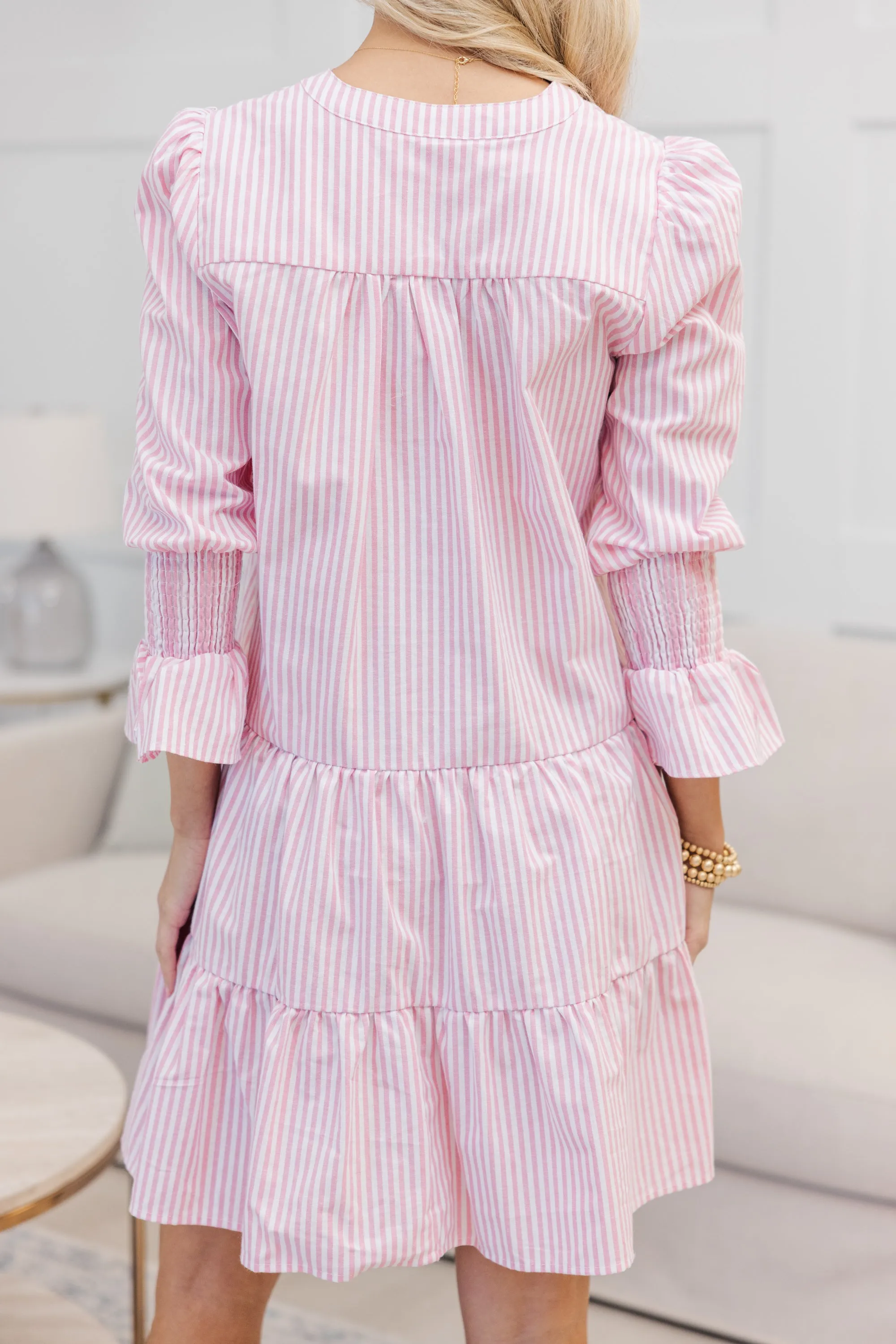 NURSING COLLECTION: In Your Happy Place Pink Striped Dress
