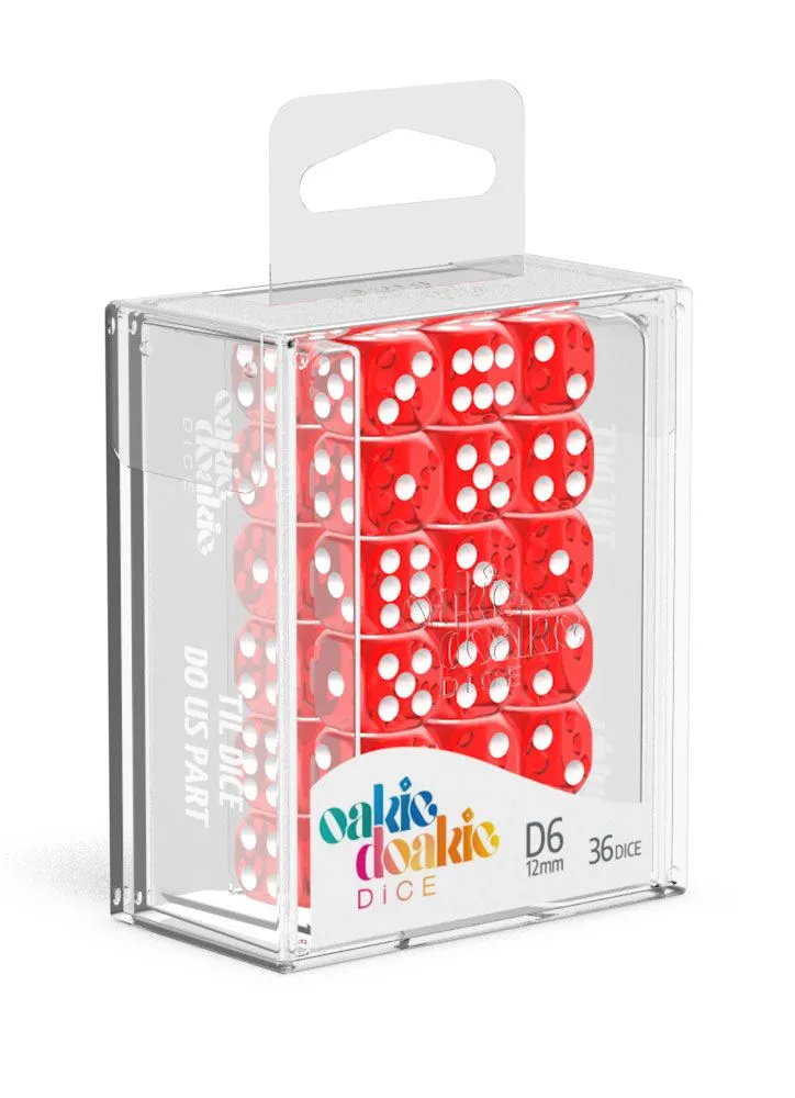 Oakie Doakie Dice D6 Dice 12 mm Translucent - Red (36)