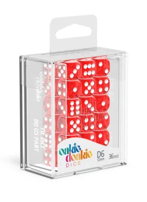 Oakie Doakie Dice D6 Dice 12 mm Translucent - Red (36)