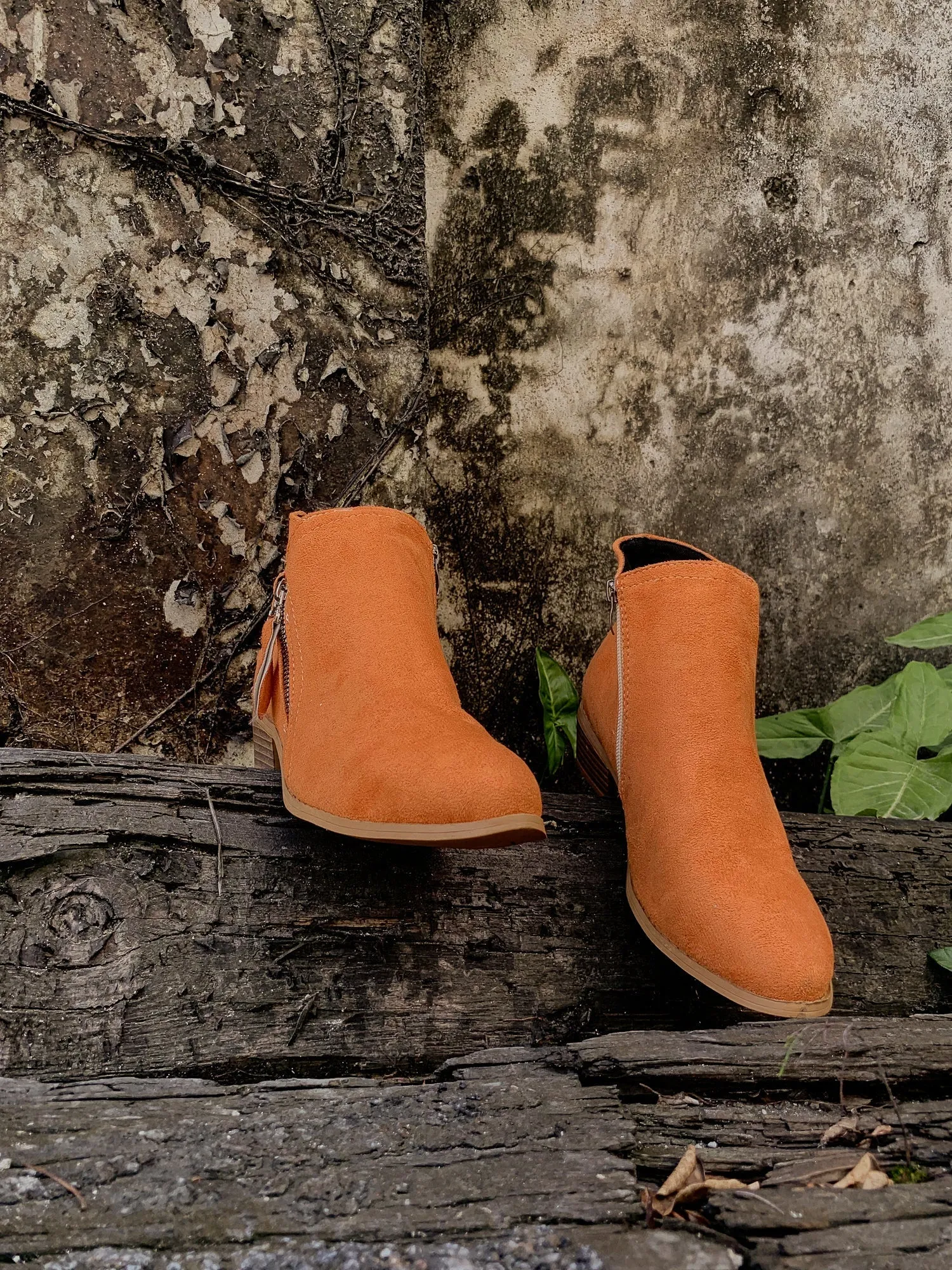 Orange Low Ankle Boots