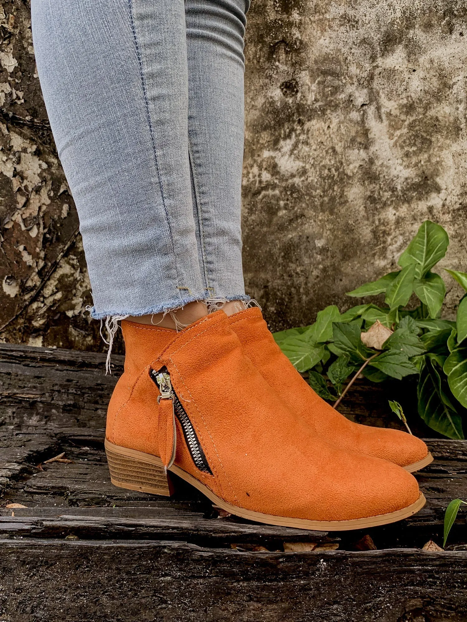 Orange Low Ankle Boots