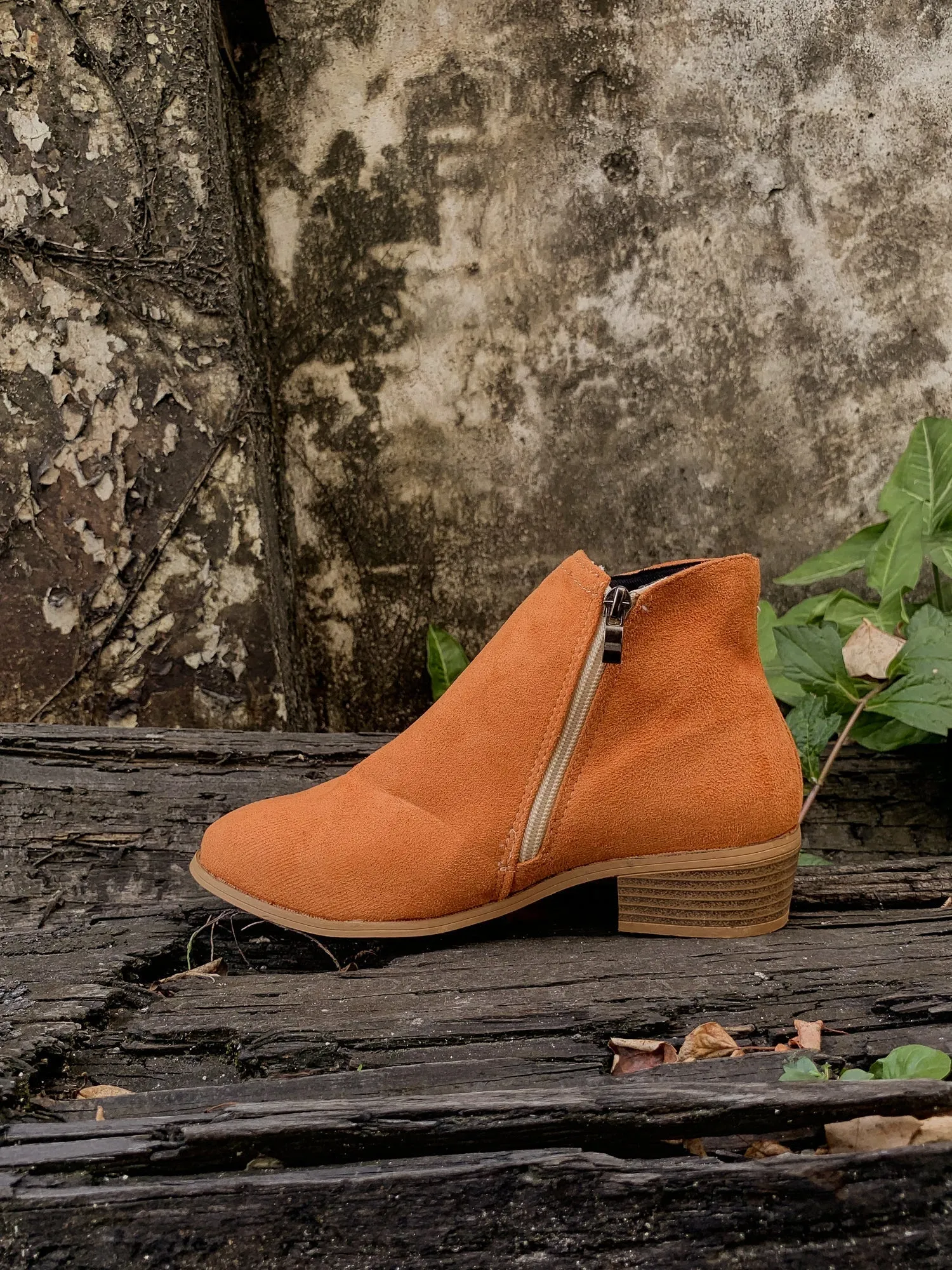 Orange Low Ankle Boots